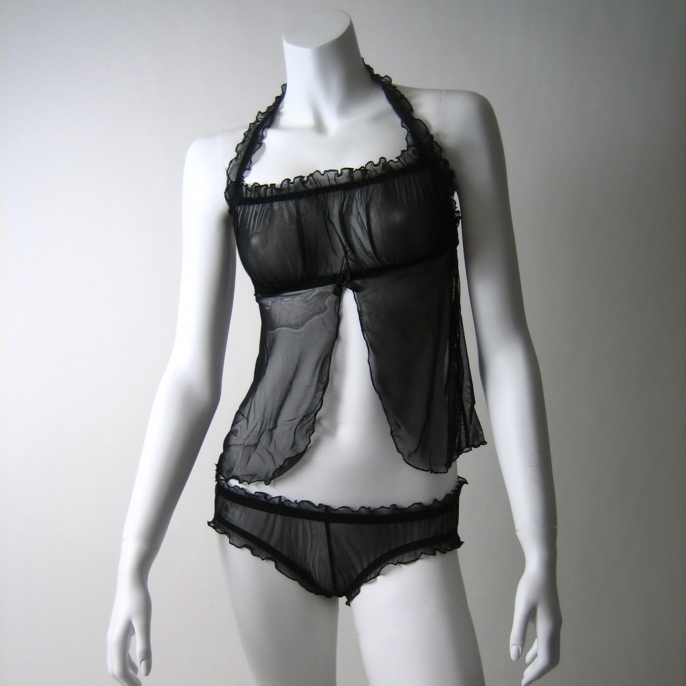 New sexy black sheer babydoll lingerie